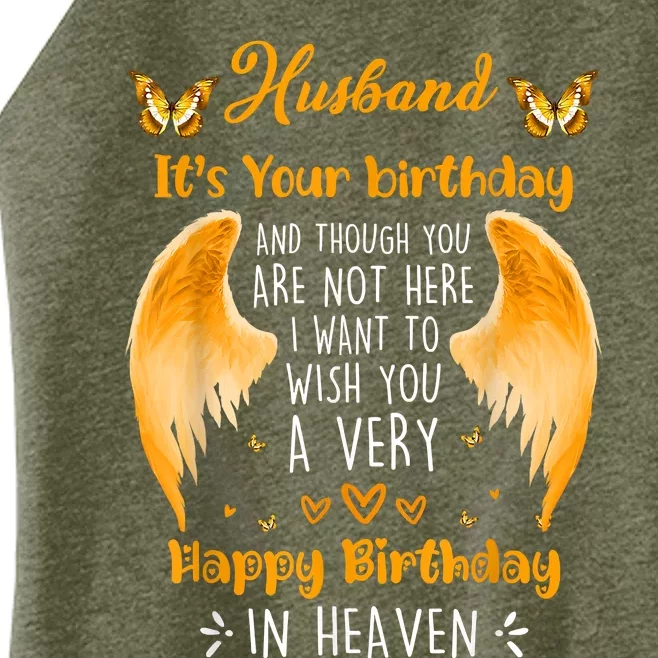 Happy Heavenly Birthday To My Husband, Miss Husband On Birth Women’s Perfect Tri Rocker Tank