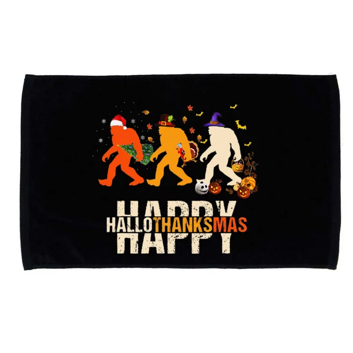 Happy Hallothanksmas Bigfoot Halloween Costume Christmas Microfiber Hand Towel