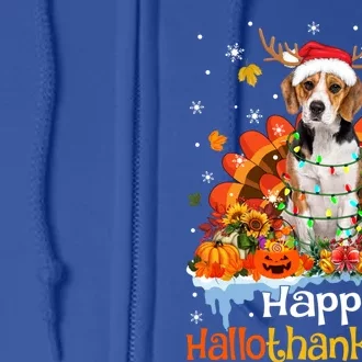 Happy Hallothanksmas Beagle Dog Halloween Thanksgiving Xmas Gift Full Zip Hoodie