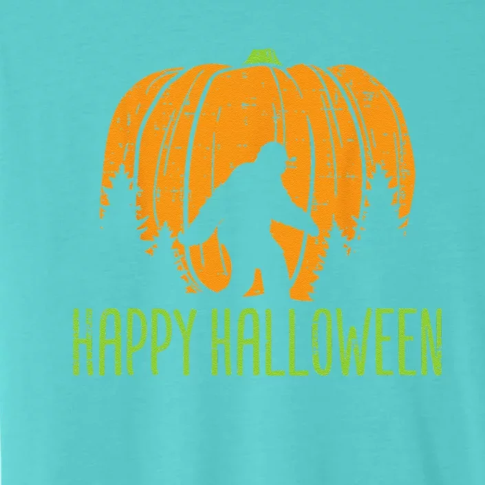 Happy Halloween Bigfoot Pumpkin Sasquatch Women ChromaSoft Performance T-Shirt