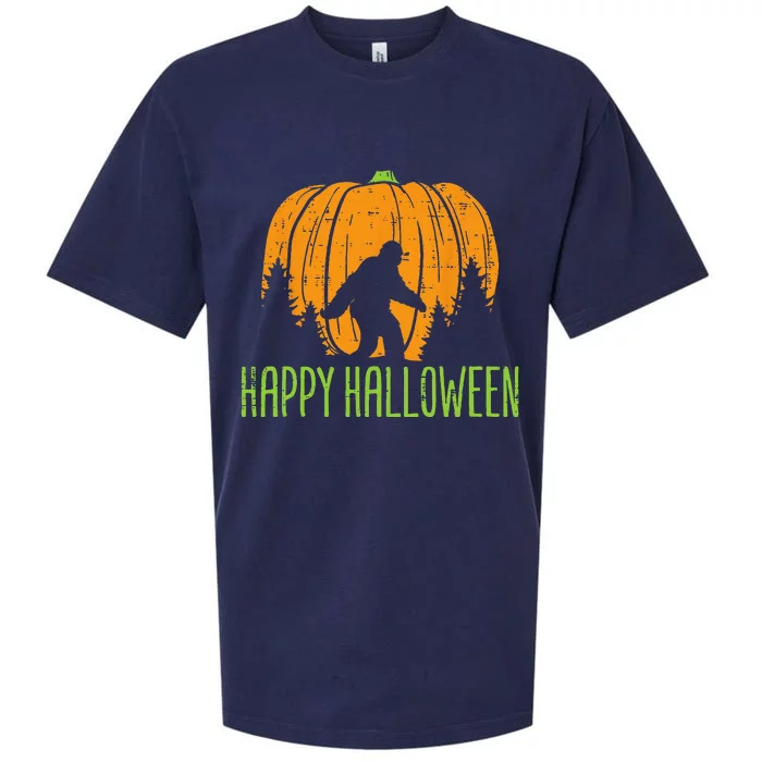 Happy Halloween Bigfoot Pumpkin Sasquatch Women Sueded Cloud Jersey T-Shirt