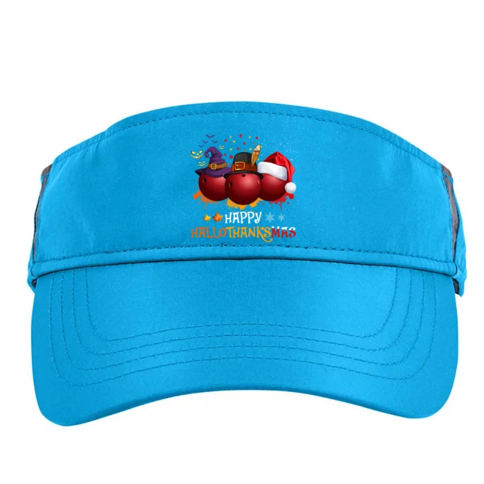 Happy Hallothanksmas Bowling Halloween And Christmas Autumn Gift Adult Drive Performance Visor