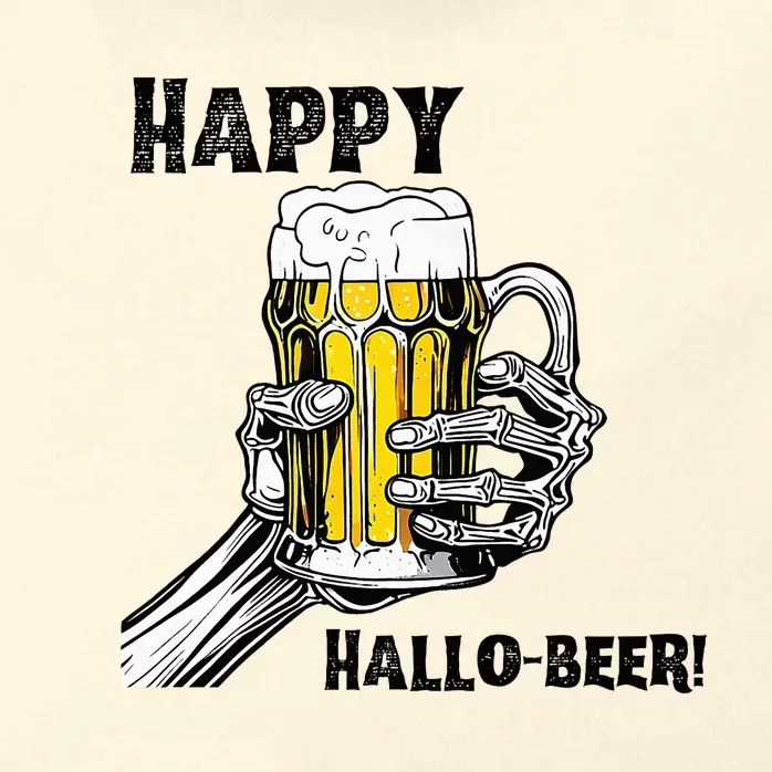 Happy Hallo Beer Funny Halloween Skeleton Drinking Beer Zip Tote Bag