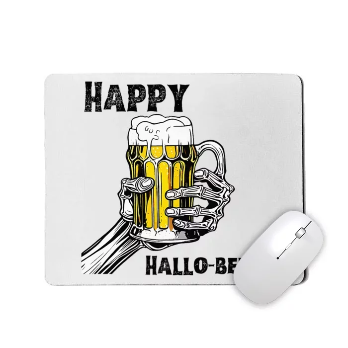 Happy Hallo Beer Funny Halloween Skeleton Drinking Beer Mousepad