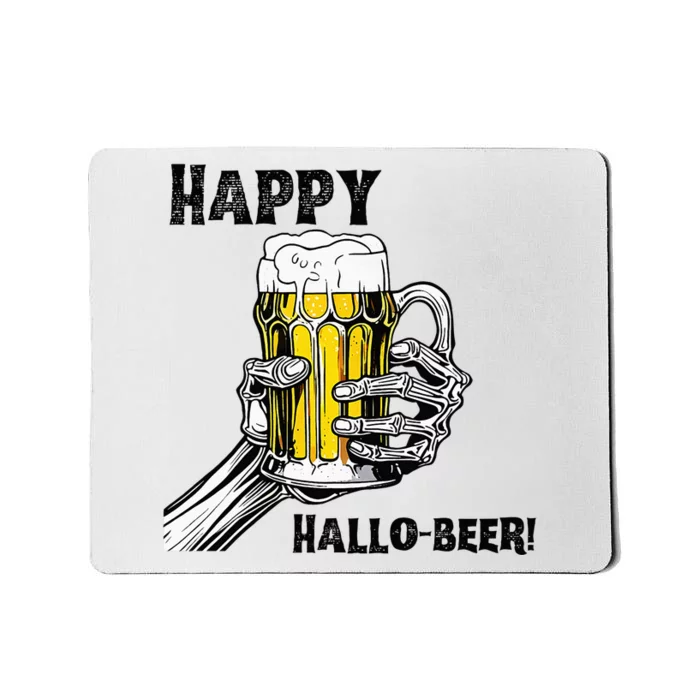 Happy Hallo Beer Funny Halloween Skeleton Drinking Beer Mousepad