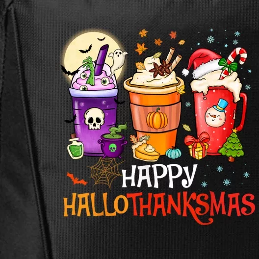 Happy Hallothanksmas Coffee Halloween Merry Christmas Meaningful Gift City Backpack