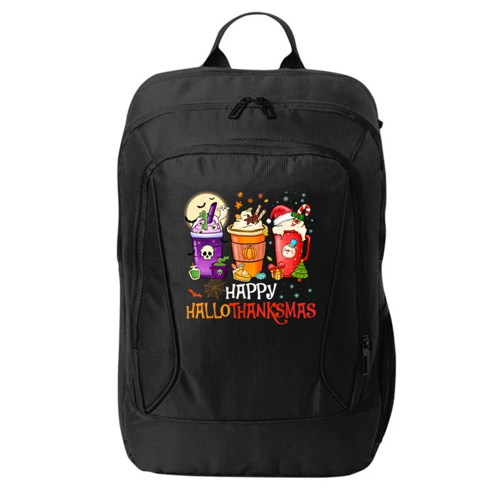 Happy Hallothanksmas Coffee Halloween Merry Christmas Meaningful Gift City Backpack