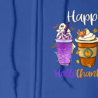 Happy Hallothanksmas Coffee Latte Halloween Thanksgiving Funny Gift Full Zip Hoodie