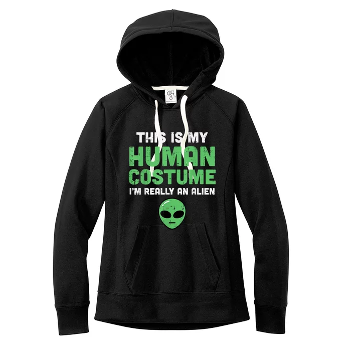 Halloween Human Costume Im Alien Funny Women's Fleece Hoodie