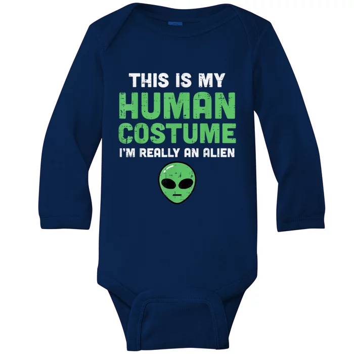 Halloween Human Costume Im Alien Funny Baby Long Sleeve Bodysuit