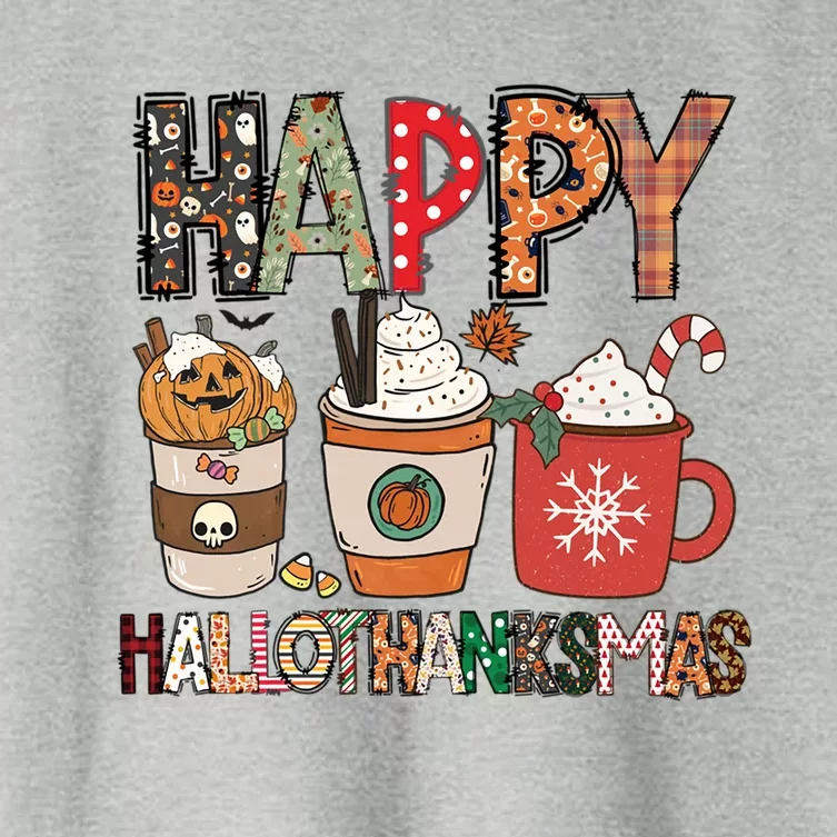 Happy Hallothanksmas Cute Coffee Pumkin Cool Gift Women's Crop Top Tee