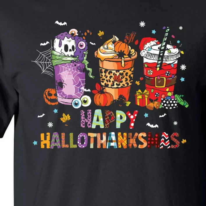 Happy Hallothanksmas Coffee Latte Halloween Thanksgiving Tall T-Shirt