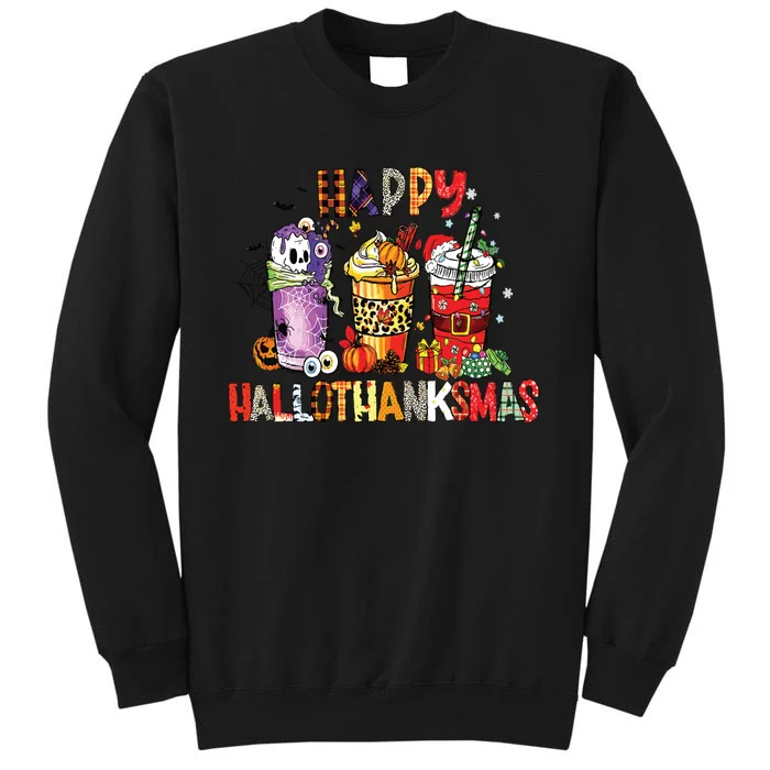 Happy Hallothanksmas Coffee Latte Halloween Thanksgiving Sweatshirt