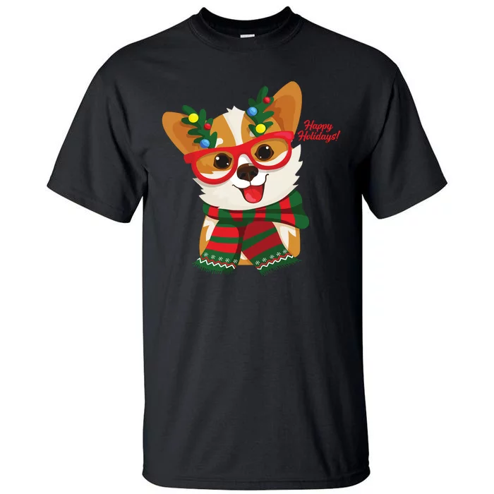 Happy Holidays Cute Corgi Dog Lover Tall T-Shirt