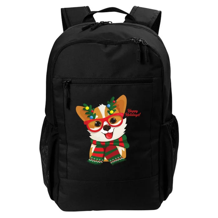 Happy Holidays Cute Corgi Dog Lover Daily Commute Backpack