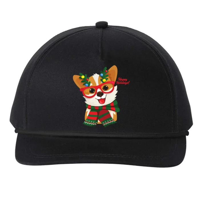 Happy Holidays Cute Corgi Dog Lover Snapback Five-Panel Rope Hat