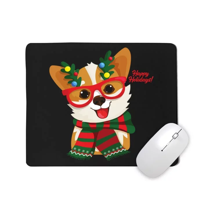 Happy Holidays Cute Corgi Dog Lover Mousepad