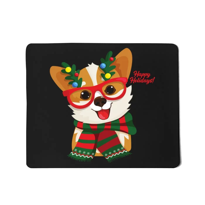 Happy Holidays Cute Corgi Dog Lover Mousepad