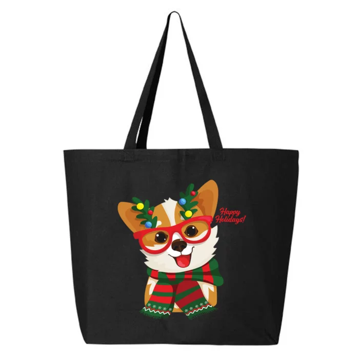 Happy Holidays Cute Corgi Dog Lover 25L Jumbo Tote