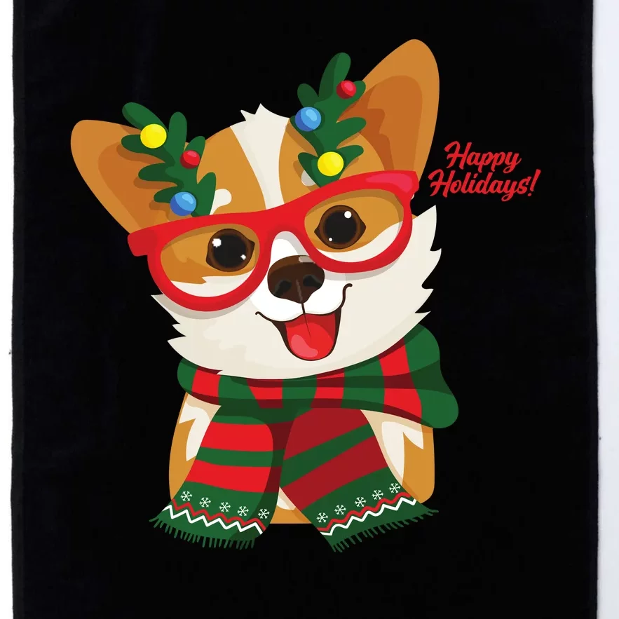 Happy Holidays Cute Corgi Dog Lover Platinum Collection Golf Towel