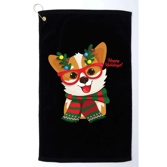 Happy Holidays Cute Corgi Dog Lover Platinum Collection Golf Towel