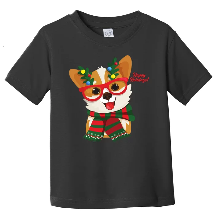 Happy Holidays Cute Corgi Dog Lover Toddler T-Shirt