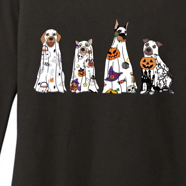 Happy Halloween Cute Ghost Dog Halloween Retro Spooky Season Great Gift Womens CVC Long Sleeve Shirt