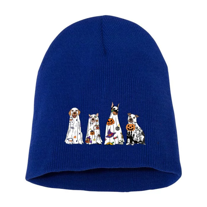 Happy Halloween Cute Ghost Dog Halloween Retro Spooky Season Great Gift Short Acrylic Beanie