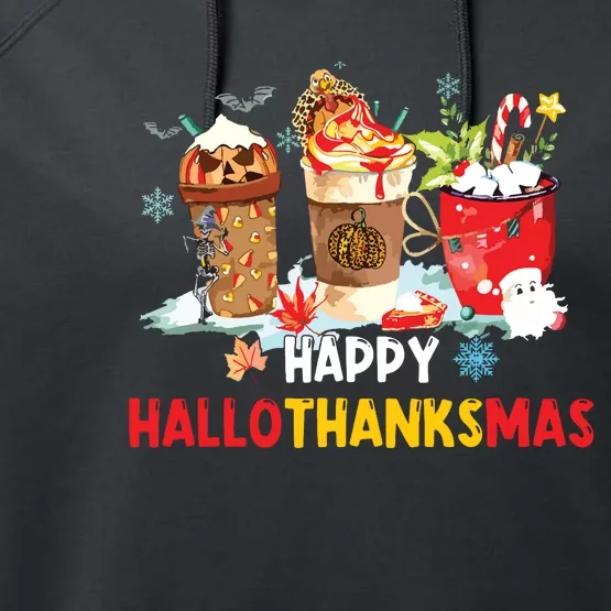 Happy Hallothanksmas Coffee Performance Fleece Hoodie