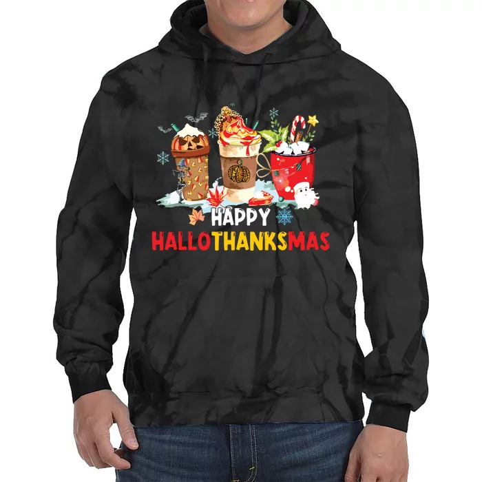 Happy Hallothanksmas Coffee Tie Dye Hoodie