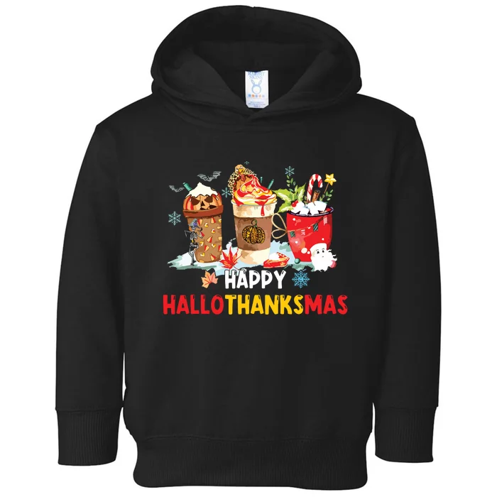 Happy Hallothanksmas Coffee Toddler Hoodie