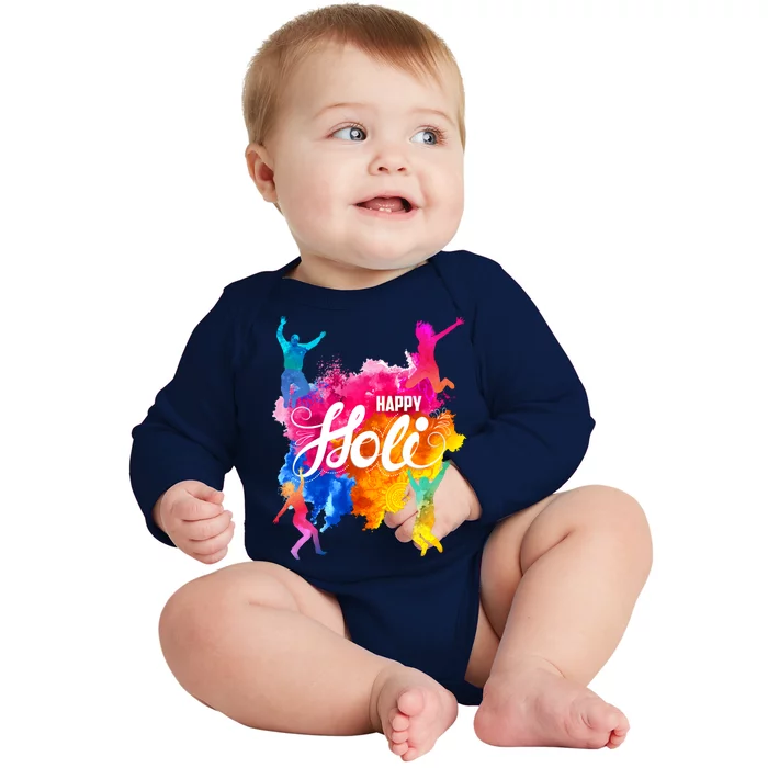 Happy Holi Celebrate South Asian Indian Hindu Festival Baby Long Sleeve Bodysuit