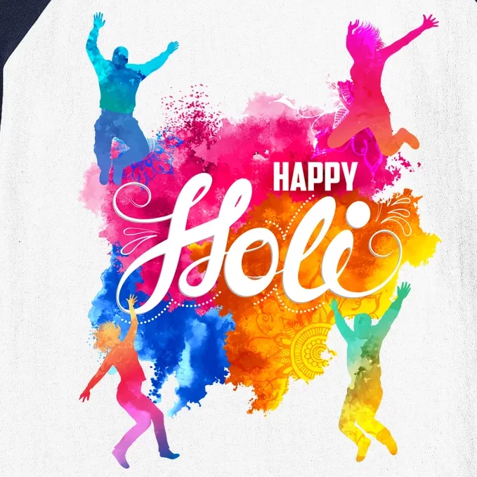 Happy Holi Celebrate South Asian Indian Hindu Festival Baseball Sleeve Shirt