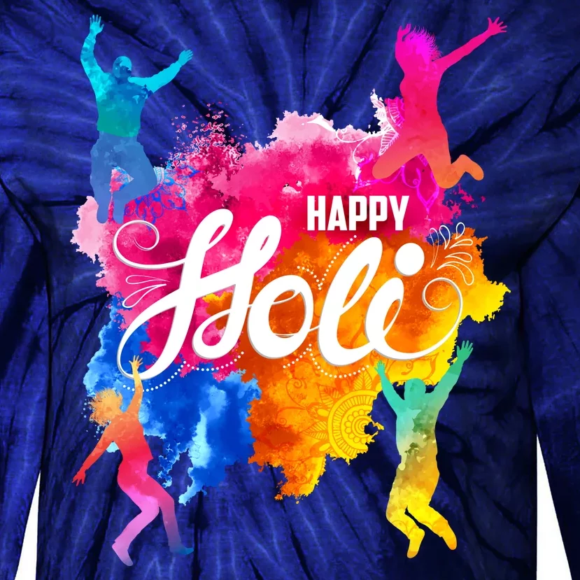 Happy Holi Celebrate South Asian Indian Hindu Festival Tie-Dye Long Sleeve Shirt