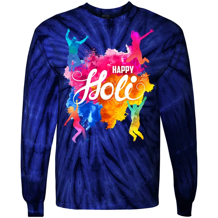 Happy Holi Celebrate South Asian Indian Hindu Festival Tie-Dye Long Sleeve Shirt