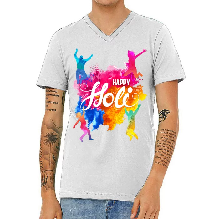 Happy Holi Celebrate South Asian Indian Hindu Festival V-Neck T-Shirt