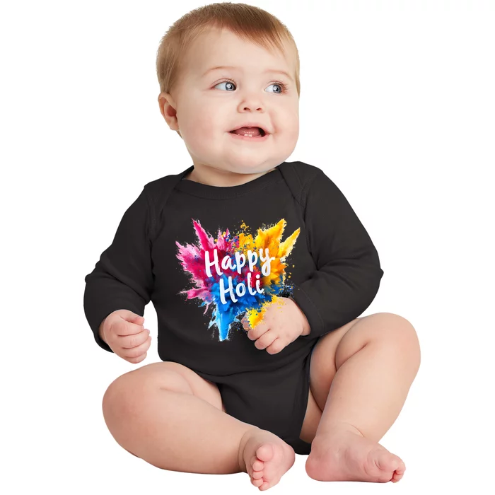 Happy Holi Color India Hindu Gifts Baby Long Sleeve Bodysuit