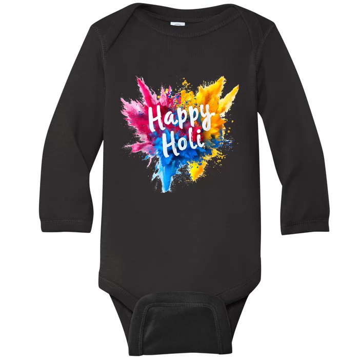 Happy Holi Color India Hindu Gifts Baby Long Sleeve Bodysuit