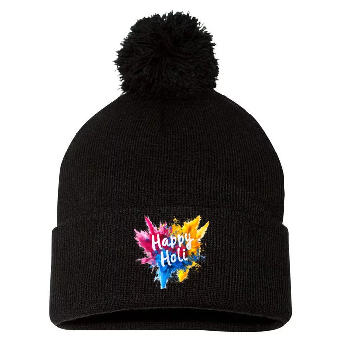 Happy Holi Color India Hindu Gifts Pom Pom 12in Knit Beanie