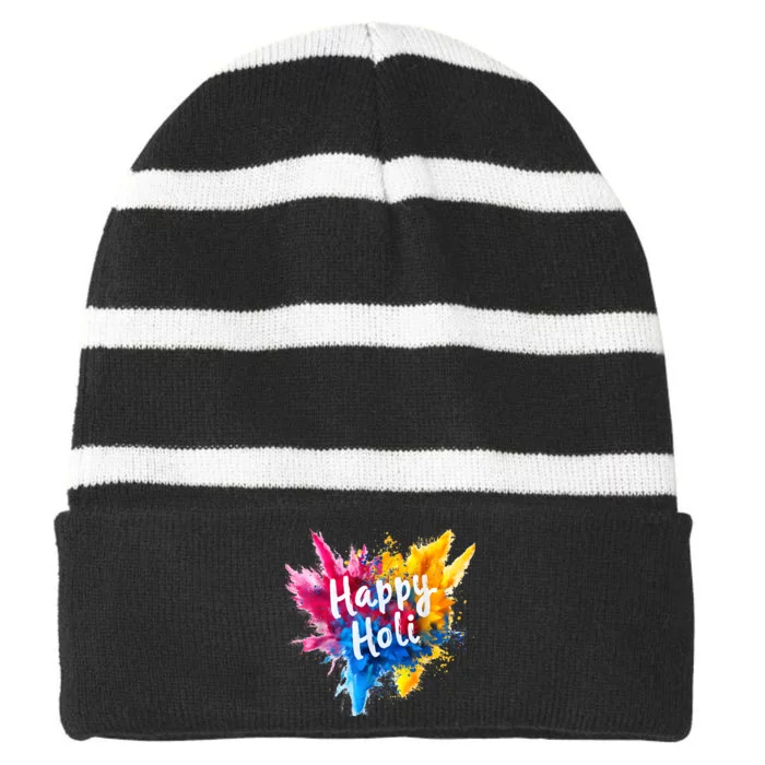 Happy Holi Color India Hindu Gifts Striped Beanie with Solid Band