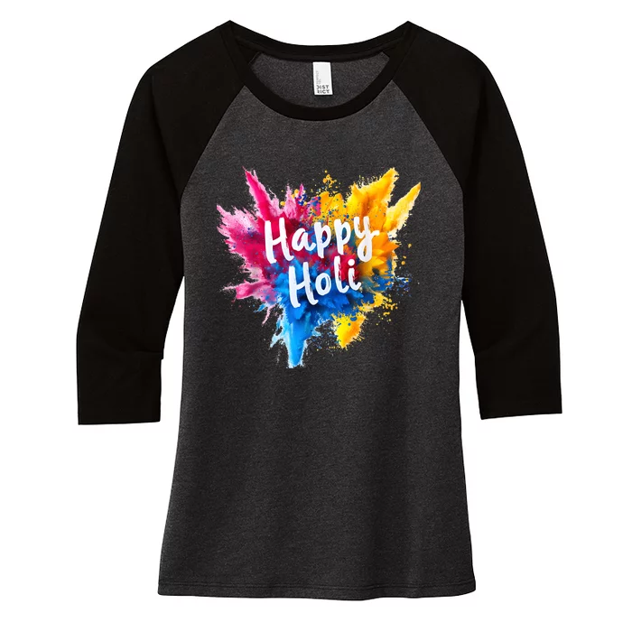 Happy Holi Color India Hindu Gifts Women's Tri-Blend 3/4-Sleeve Raglan Shirt