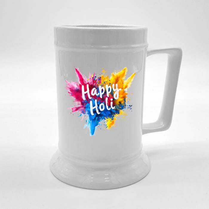 Happy Holi Color India Hindu Gifts Front & Back Beer Stein