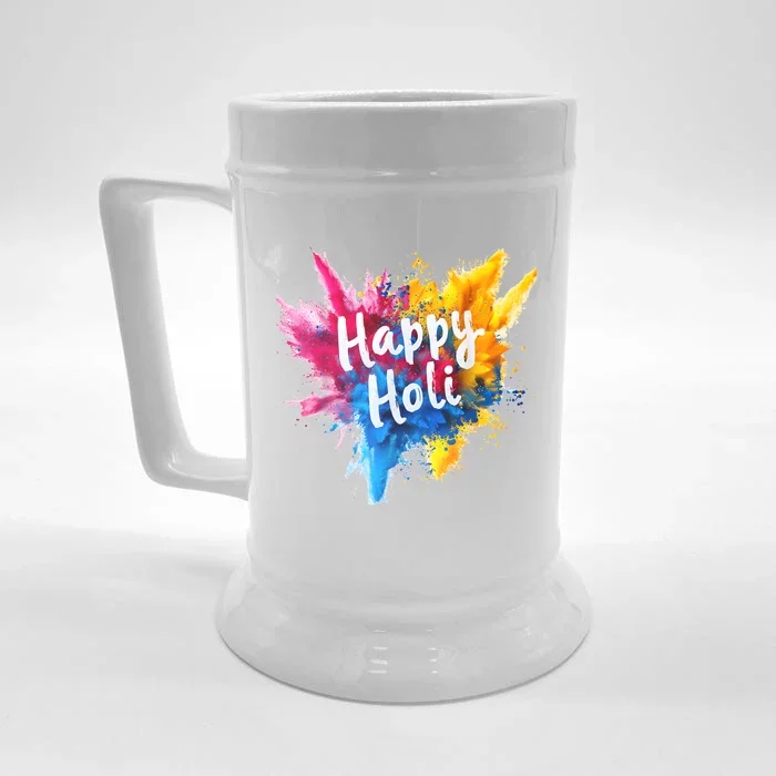 Happy Holi Color India Hindu Gifts Front & Back Beer Stein