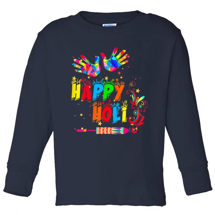 Happy Holi Color India Hindu Toddler Long Sleeve Shirt