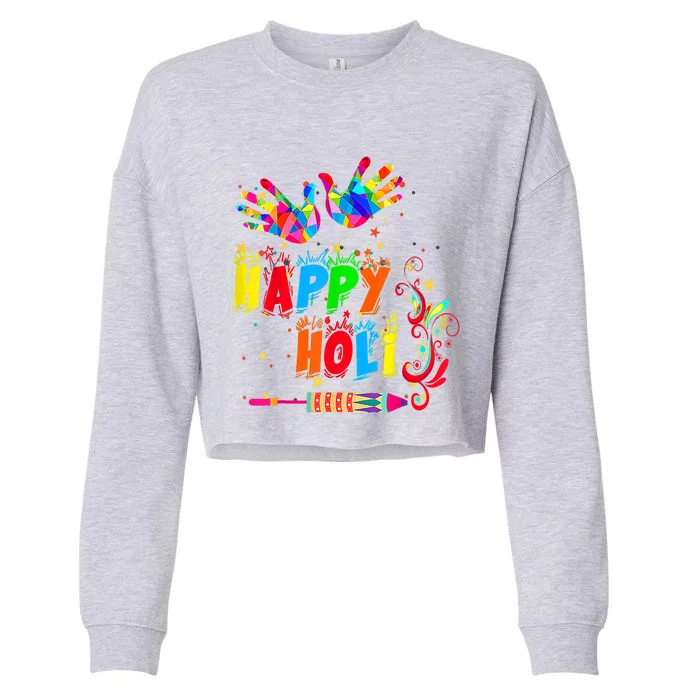 Happy Holi Color India Hindu Cropped Pullover Crew