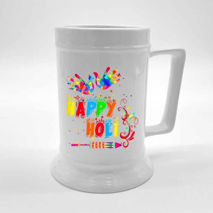 Happy Holi Color India Hindu Front & Back Beer Stein