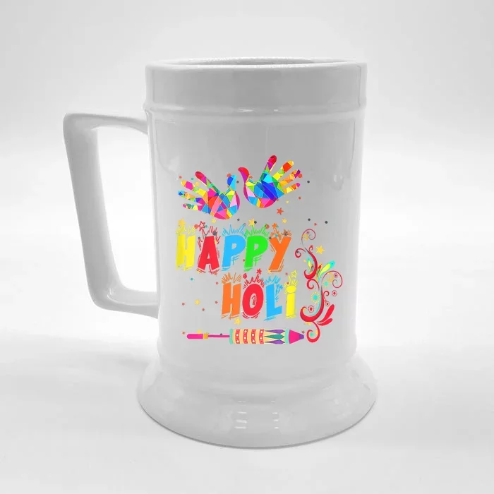 Happy Holi Color India Hindu Front & Back Beer Stein