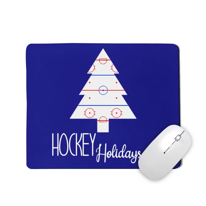 Hockey Holidays Christmas Tree Ice Hockey Rink Buffalo Plaid Cute Gift Mousepad