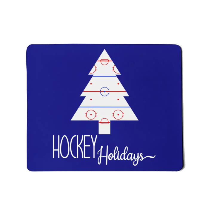 Hockey Holidays Christmas Tree Ice Hockey Rink Buffalo Plaid Cute Gift Mousepad