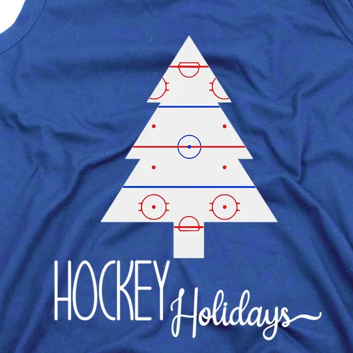 Hockey Holidays Christmas Tree Ice Hockey Rink Buffalo Plaid Cute Gift Tank Top